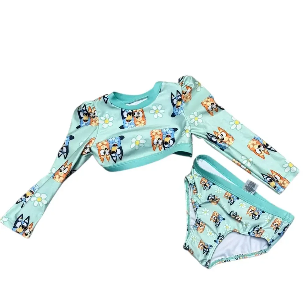 Bluey Girls Green 2 Piece Long Sleeve Bikini Size 2T NWOT